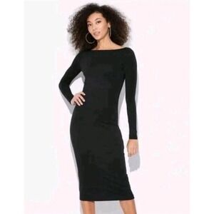 Wild Fable NWT XS Deep Red Long Sleeve Boat Neck Ruched Midi Bodycon Dress Party